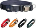 Upgraded Airtag Dog Collar, Adjustable Dog Collar with 450LB Escape-Proof Magnetic Buckle, Soft Anti-Wrinkle, Bite & Stain-Resistant Leather (Midnight Navy, L)