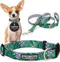 Lucky Love Dog Collar and Leash Set, Beautiful & Vivid Patterns, Easy On & Off Clasp Accessory (Blue Laguna, XS Combo)