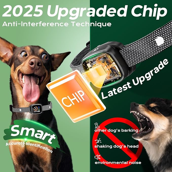 Dog Bark Collar for Large Medium Small Dogs, Smart Rechargeable Barking Collar with 5-Level Sensitivity, 3 Beep & Vibration Modes, Waterproof