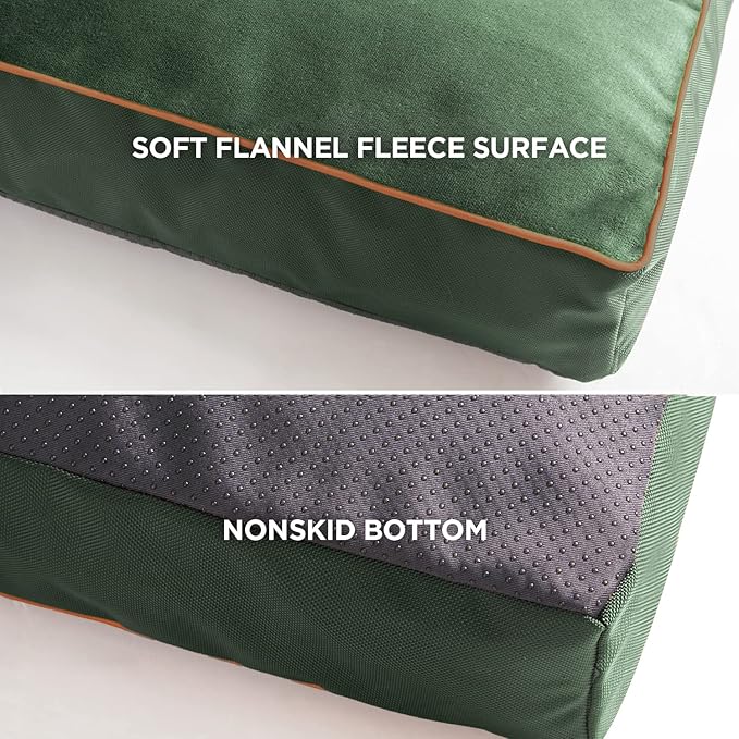 Bedsure Washable Dog Beds Large Sized Dog - 3 Inch Thicken Up to 80lbs Pet Mat Pillows with Removable Washable Cover, Green