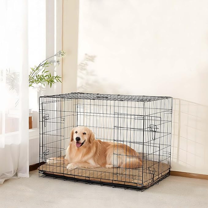 Dog Crate Pad for Medium Dog - 30x20 Memory Foam Dog Bed, Washable & Anti-Slip Dog Bed Mat, Ultra Soft Kennel Pad for Dogs Cozy Sleeping Mat, Khaki