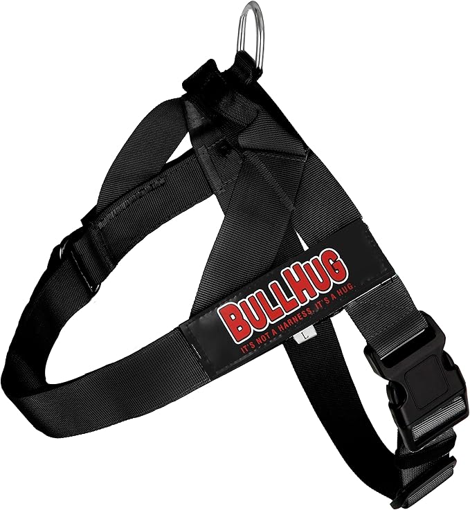 BULLHUG Adjustable Dog Harness– No Pull, No Choke – for English Bulldogs, French Bulldogs, Pugs & Broad-Chested Breeds – Easy, Safe Walks (Black, XL)