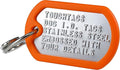 Dog Tags for Dogs, Custom Dog Collar ID Tag Personalized for Pets - Super Tough, Quiet Embossed Military Style Stainless Steel Dog Name tag (Orange)