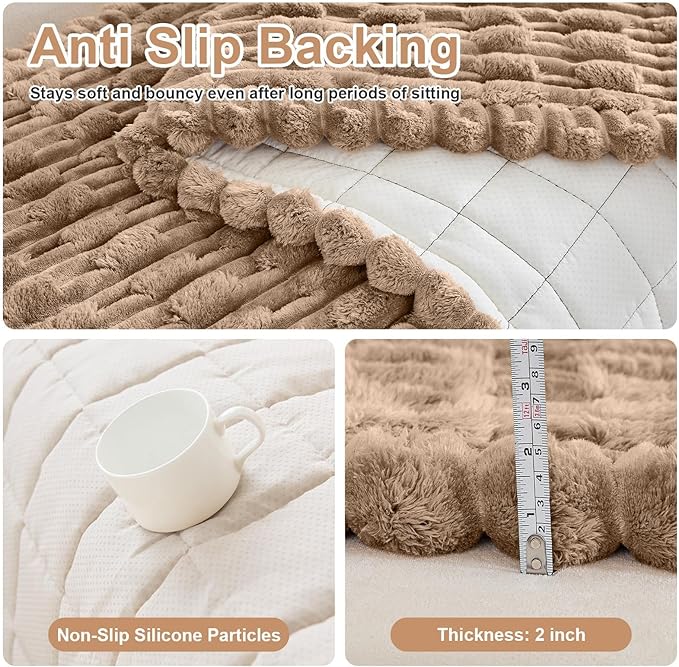 Couch Cover for Dogs, Non Slip Fuzzy Pet Couch Covers for Sofa,Pet Friendly Dog Mat for Couches and Sofas,Thick Soft Sofa Slipcovers Cushion Protector(Leather Color, 28" x 83"/70 x 210cm)