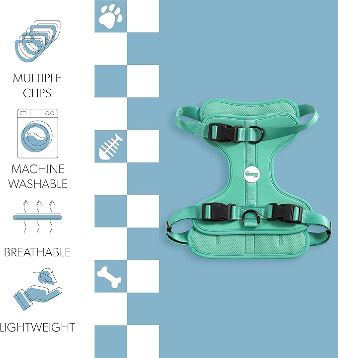 HNS1003K Arlo Large Adjustable Soft Padded No Pull Pet Harness with 3 Buckles and 3 Leash Clips, Julep