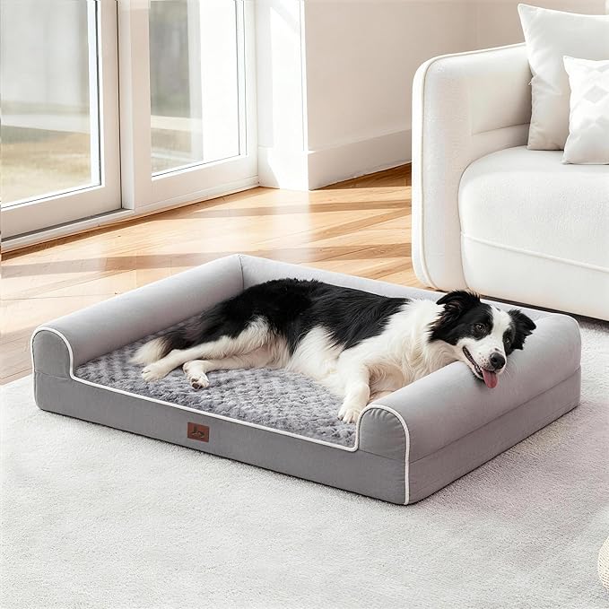 Large Dog Beds Large Sized Dogs, Orthopedic XXL XL Dog Bed for Medium Size Dogs, Big Waterproof Couch Sofa with Removable Washable Cover for Pet, Light Grey, 36"*27"*6.5"