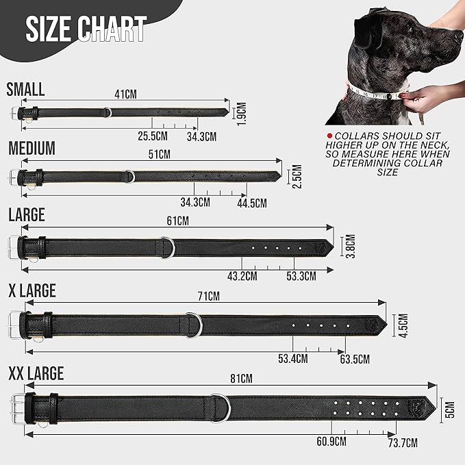 Riparo Black Dog Collar, Puppy Collar, Leather Dog Collar with Dog Tag Holder, Small Dog Collar for Small Dogs (S: 0.75” Wide for 10”-13.5” Neck, Black)