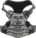 Light Dog Harness for Small Sized Dog Breeds, No Pull Pet Harness with 2 Leash Clips, Adjustable Soft Padded Dog Vest, Reflective Pet Oxford Vest, Puggle, Terriers, Beagle, Black Ethnic, Small