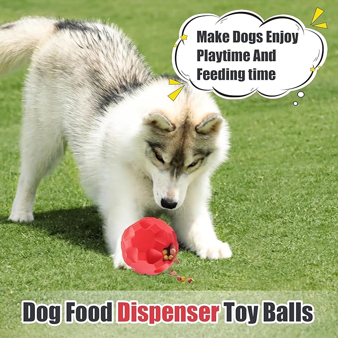 Treat Dispensing Dog Toys for Aggressive Chewers Large Breed, Rubber Balls for Dogs, Interactive Dog Toys for Boredom to Keep Them Busy, Dog Treat Toy Ball