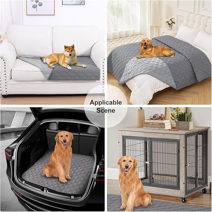 Smiry Reversible Waterproof Couch Covers for Sofa, Washable Dogs Pet Couch Covers for 3 Cushion Sofa Pet Friendly, Water Resistant Furniture Protector Slipcover, Geometric (82"x102", Grey/Light Grey)