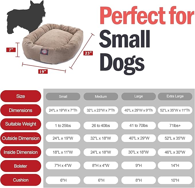 Majestic Pet 24 Inch Micro Velvet Calming Dog Bed Washable – Cozy Soft Round Dog Bed with Spine for Head Support - Fluffy Donut Puppy Mat 24x19x7 (inch) Small - Pearl