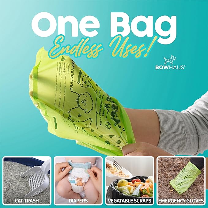 Lavender Scented Dog Poop Bags w/Dispenser, 80% PCR Eco-Friendly Materials, 9” x 13” Extra Thick Leak Proof Waste Bag for Pet, Doggy Bag Refill Rolls, Versatile Dog Waste Bags, 600 Counts