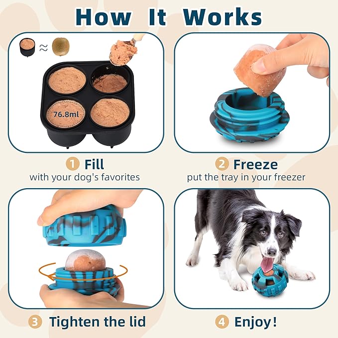Dog Enrichment Toys to Keep Them Busy-Interactive Dog Toys for Small Dogs-Freeze Treat Dispensing, Dog Toys to Reduce Boredom & Anxiety Relief, Puppy Gift,Natural Rubber &Dishwasher Safe,Blue,S