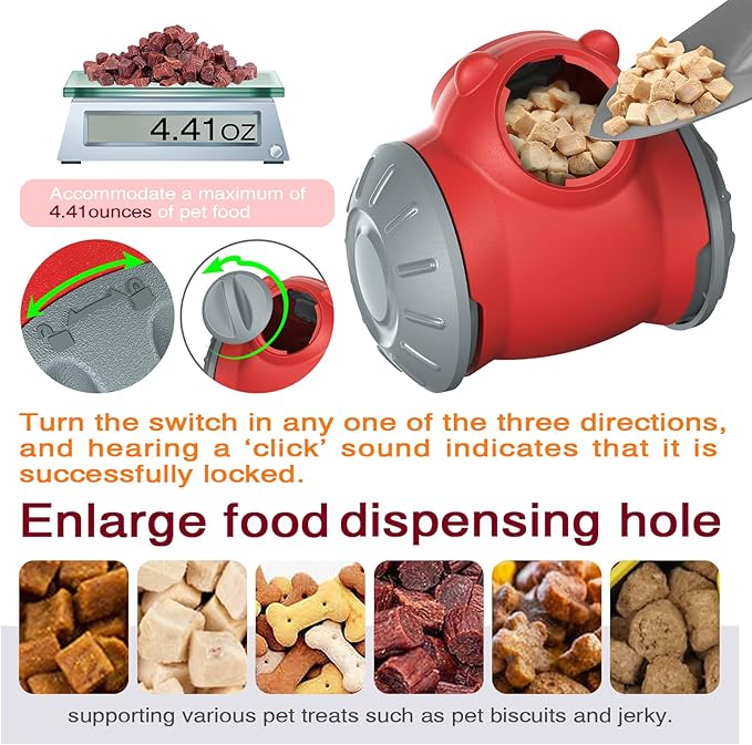 1pcs Interactive Dog Dispenser Toy - Premium Food for Smart Dogs - Adjustable Food Puzzle for Small Medium and Large Dogs for Large/Medium/Small Aggressive Chewers Breed Pet Cat Color Red