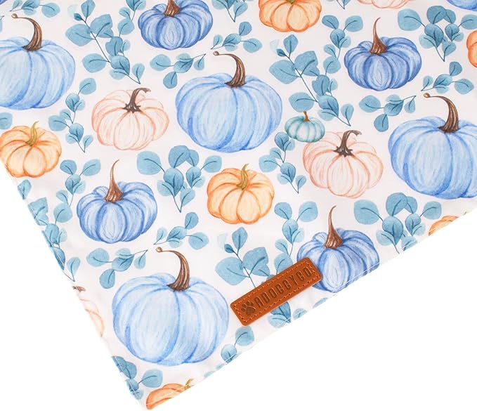 ADOGGYGO Thanksgiving Dog Bandana, Fall Leaves Pumpkin Pet Scarf, Premium Durable Fabric, Adjustable Fit Thanksgiving Bandanas for Medium Large Dogs Pets (Large)