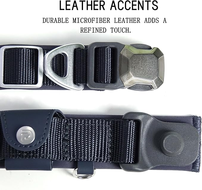 Upgraded Airtag Dog Collar, Adjustable Dog Collar with 450LB Escape-Proof Magnetic Buckle, Soft Anti-Wrinkle, Bite & Stain-Resistant Leather (Midnight Navy, M)