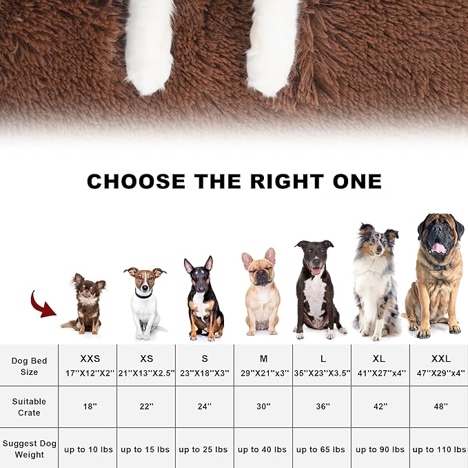 Bedfolks Plush Waterproof Dog Crate Bed, Pad with Removable Cover, Faux Fur, Washable Kennel Bed 29"x21", Solid Brown