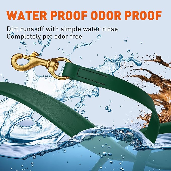 Viper K9 Biothane Working Dog Leash Waterproof Lead for Tracking Training Schutzhund Dog Sport & Search - Odor-Proof Long Line with Solid Brass Snap for Puppy Medium and Large 5/8" x 10ft Hunter Green