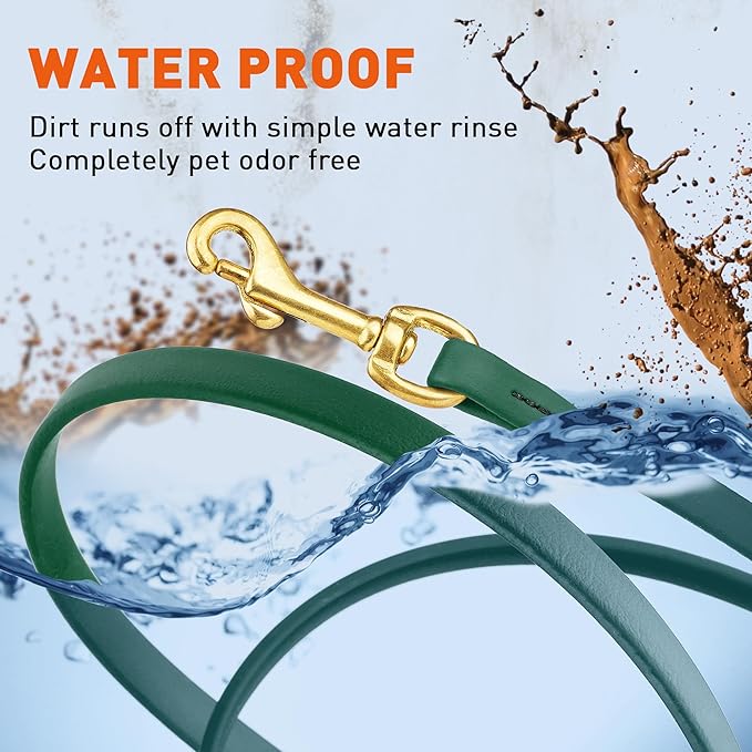 Viper K9 Biothane Working Dog Leash Waterproof Lead for Tracking Training Schutzhund Dog Sport & Search - Odor-Proof Long Line with Solid Brass Snap for Puppy Medium and Large 3/8" x 20ft Hunter Green