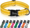Personalized Dog Collar with Engraved Metal Buckle Reflective Cotton Custom Collar for Dogs Puppy with Name and Phone Number 8 Colors, 4 Sizes (Yellow, L, 15"-19")