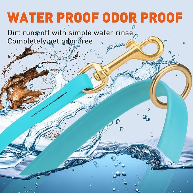 Viper Biothane K9 Working Dog Leash Waterproof Lead for Tracking Training Schutzhund Odor-Proof Long Line with Solid Brass Snap for Puppy Medium and Large Dogs 4ft, Sky Blue