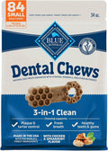 Blue Buffalo Small Dental Chews for Dogs, Daily Dental Care Dog Treats Made in The USA with Natural Ingredients, Chicken & Spearmint (84 Count)