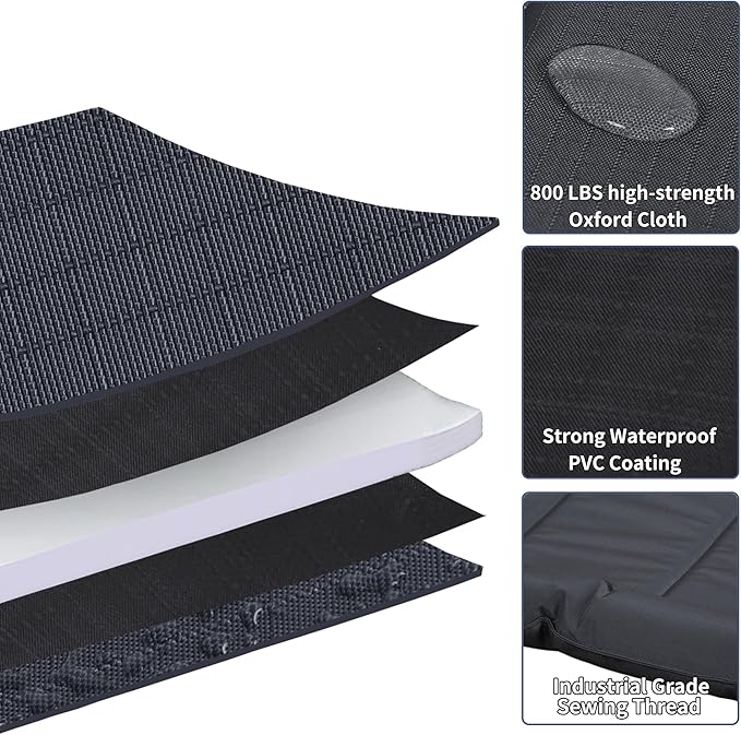 Durable Outdoor Dog Bed with Pillow Around Curling Sleep Fully Waterproof Indoor Cat Bed Crate Mat Stable Kennel Pad, for Pets (Charcoal, X-Large(42x29in))