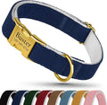 Personalized Dog Collar with Gold Metal Buckle, Velvet Custom Dog Collars for Small, Medium & Large Dogs – Puppy Collars with Metal Buckle, 4 Sizes, 8 Colors (Blue, S, 9"-12")