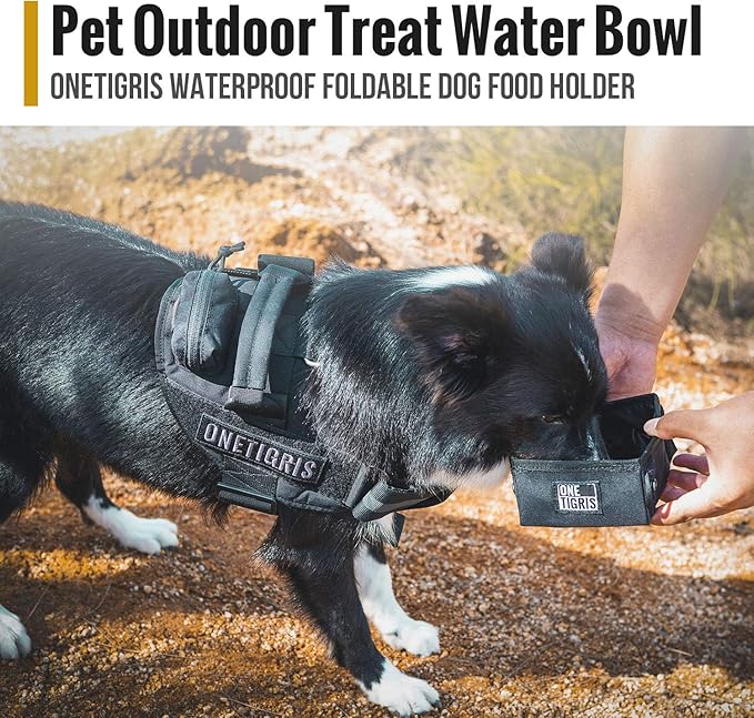 OneTigris Military Pet Bowl Collapsible 32 oz Treat Food & Water Holder for Small to Medium Puppy Dog