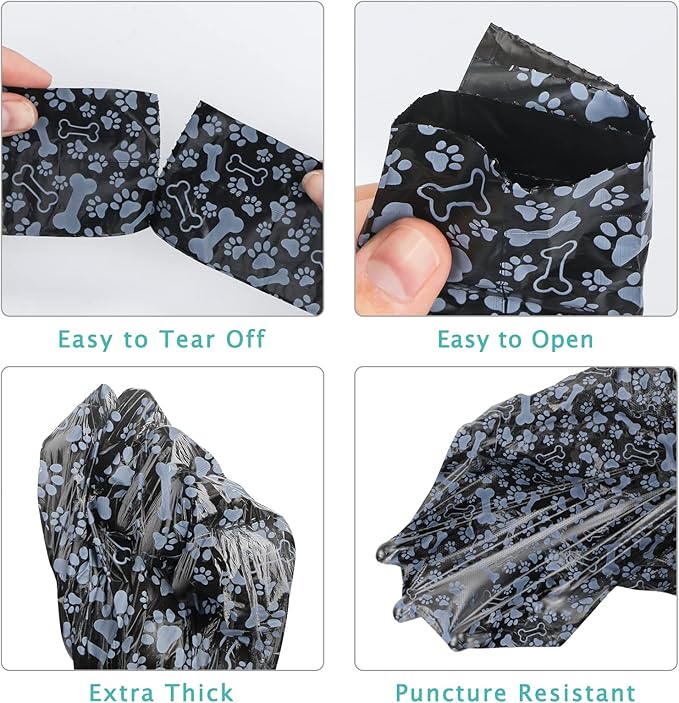 PetsHome Dog Poop Bags, Dog Waste Bags [Extra Thick][Leak-Proof] Eco-Friendly 16 Rolls, 240 Bags Pattern