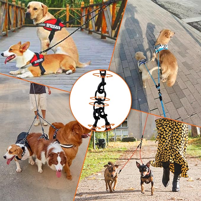Six Dog Leash,6 Way for Dogs Walker,360 Swivel No Tangle Walking for 6 Dogs with Reflective, Dog Leash for Walking and Training
