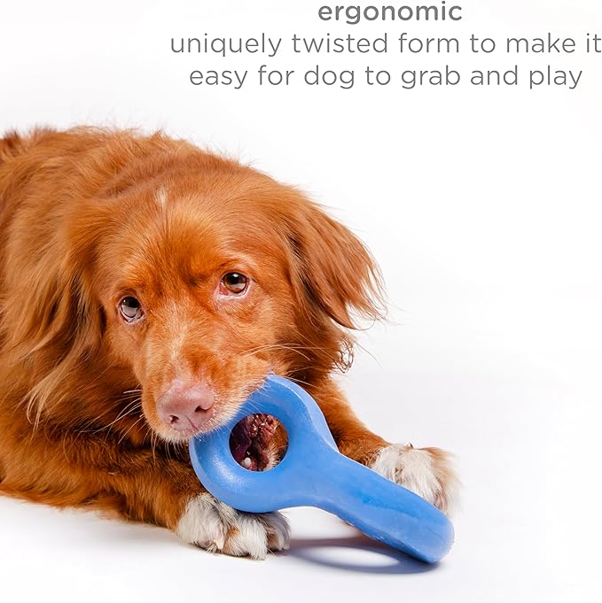 Ubbi Pet Chomp Dog Toy for Medium to Large Dogs, Durable Natural Rubber Chew Toy for Aggressive Chewers, Interactive Bouncing Enrichment Toy, Dishwasher Safe, Blue