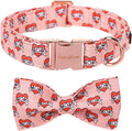 Unique Style Paws Valentiene's Day Dog Collar with Bow Heart Print Cotton Dog Collars Collar for Small Medium Large Dogs New