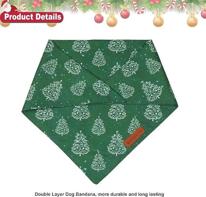 ADOGGYGO Dog Bandana Christmas Pet Scarf Bib Kerchief, Premium Durable Fabric, Multiple Sizes Offered, Red Green Christmas Bandanas Costumes for Large X-Large Dogs Pets (X-Large)