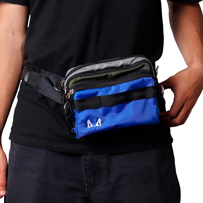 Dog Training Fanny Pack/Treat Bag with Removable Insulated Sleeve and Multiple Compartments, Color Black (Royal Blue)