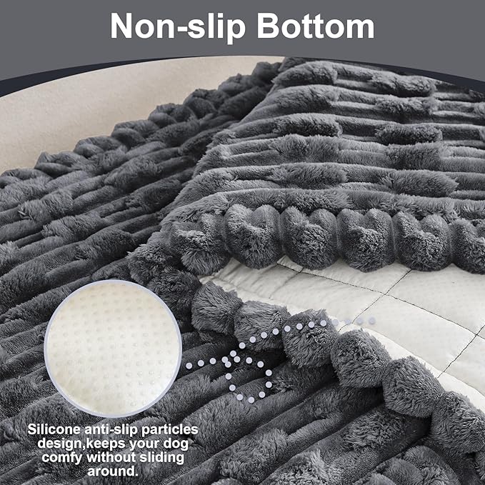 Couch Cover for Dogs, Non Slip Fuzzy Pet Couch Covers for Sofa,Pet Friendly Dog Mat for Couches and Sofas,Thick Soft Sofa Slipcovers Cushion Protector(Dark Gray, 28" x 71"/70 x 180cm)