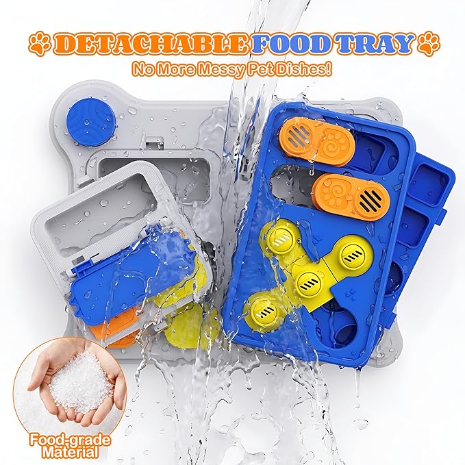 Interactive Dog Toys Slow Feeder, Dog Puzzle Toy for IQ Training & Mental Stimulation, Easy to Clean Detachable Tray Non-Slip Base, Enrichment Toys for Small Medium Dogs, Blue