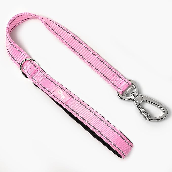 DF Co. Close Control Short Trainer Dog Leash | Strain Free & Shock Resistant, Durable Material, 65cm in Length, Heavy Duty Clips & D-Ring (Pink, Small)