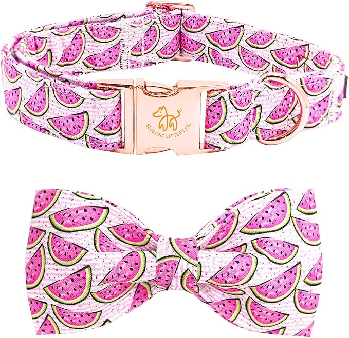 Elegant little tail Dog Collar, Watermelon Print Pet Collar Summer Dog Collar Durable Metal Buckle Dog Collars Cotton Pet Adjustable Dog Collars for Small Dogs