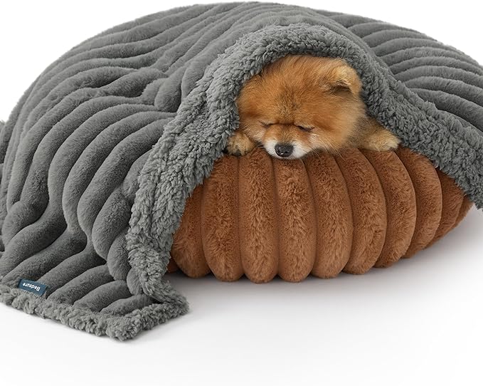 Bedsure ComfyFleece Waterproof Dog Blankets for Small Dogs - Soft Puppy Cat Blanket Corduroy Fleece Washable, Cozy Calming Reversible Furniture Protection for Pet Kitten Doggy,25"x35", Warm Grey