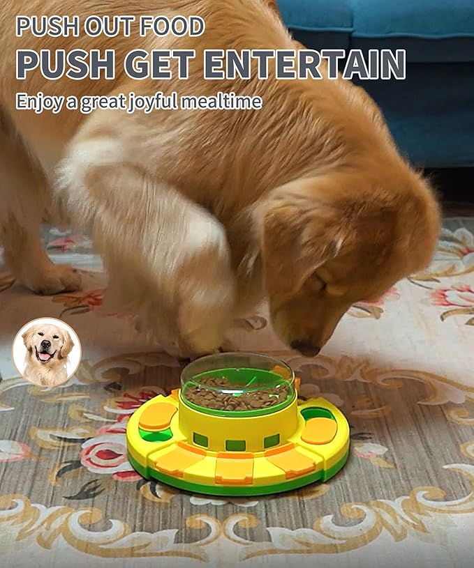 LiuMelinda Dog Puzzle Toy Mental Stimulation - Level 3 in 1 Dogs Food Feeder Puzzle, Dog Treat Puzzle Feeder (Level 2 in 1-Intermediate-Green Push)