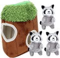 Cyrank Hide and Seek Dog Toy, Raccoon Tree House Dog Puzzle Toys Squeaky Plush Dog Game Toys Funny Dog Toy for Puppy and Small Dog