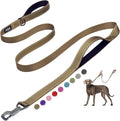 Fida 6 FT Heavy Duty Dog Leash with 2 Comfortable Padded Handles, Traffic Handle & Advanced Easy Snap Hook, Reflective Walking Lead for Large, Medium & Small Breed Dogs, Brown