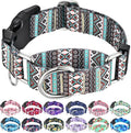 Martingale Dog Collar with Buckle Tribal Design Adjustable Escape Proof Pet Collars (Aztec, Medium)