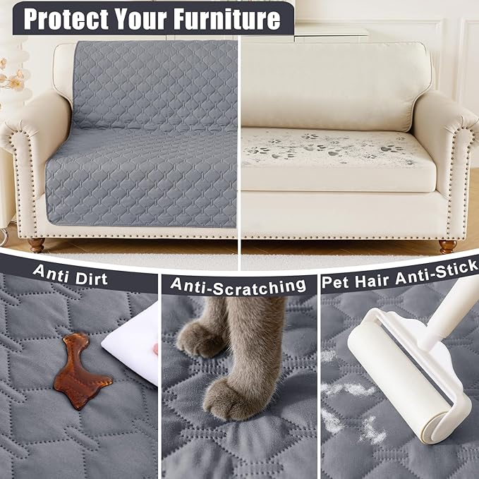Smiry Waterproof Dog Bed Cover Blanket, Soft Reversible Pet Blanket, Washable Leakproof Cats Dogs Couch Cover for Sofa, Couch, Furniture (40x50 Inch, Grey/Dark Grey)