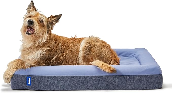 Casper Dog Bed, Plush Memory Foam, Large, Blue, 35.0"L x 45.0"W x 7.0"Th