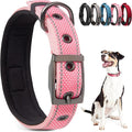 PetiFine Neoprene Padded Dog Collar, Heavy Duty Comfort Dog Collar with Durable Metal Buckle, Reflective Adjustable Belt Buckle Dog Collars for Small Medium Large Dogs(14.5''-19'', Pink)