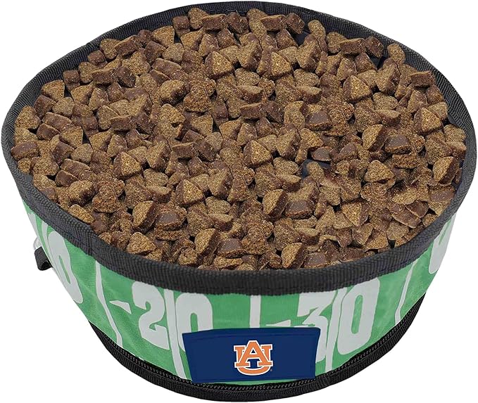 Pets First NCAA Auburn Tigers Collapsible Dog Travel Bowl Set, 2 Pack Food & Water Bowls for Dogs, Best Portable & Lightweight Leak-Proof Dog Bowls for Travel