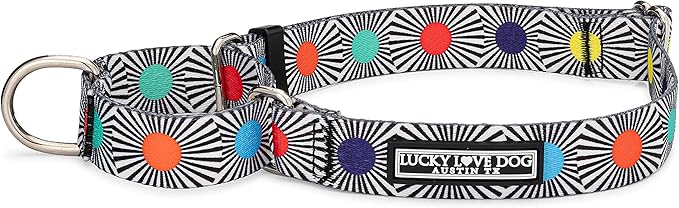 Lucky Love Dog, Adjustable Fun Style Martingale Collar for Dogs, Comfy & Bright Color, Premium No Slip Dog Collar - (Medium, SOCO Mart)