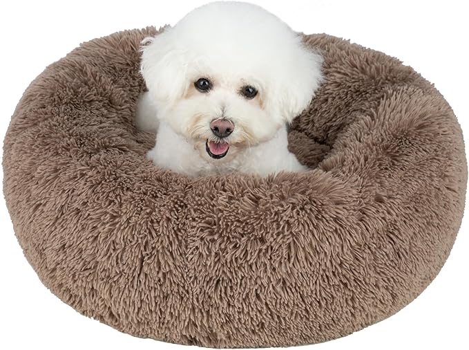 Best Pet Supplies Dog House Bed Crate Mat Tent Indoor Round Soft Plush for Small, Medium, and Large Breeds - Caramel, 24 x 24 x 7
